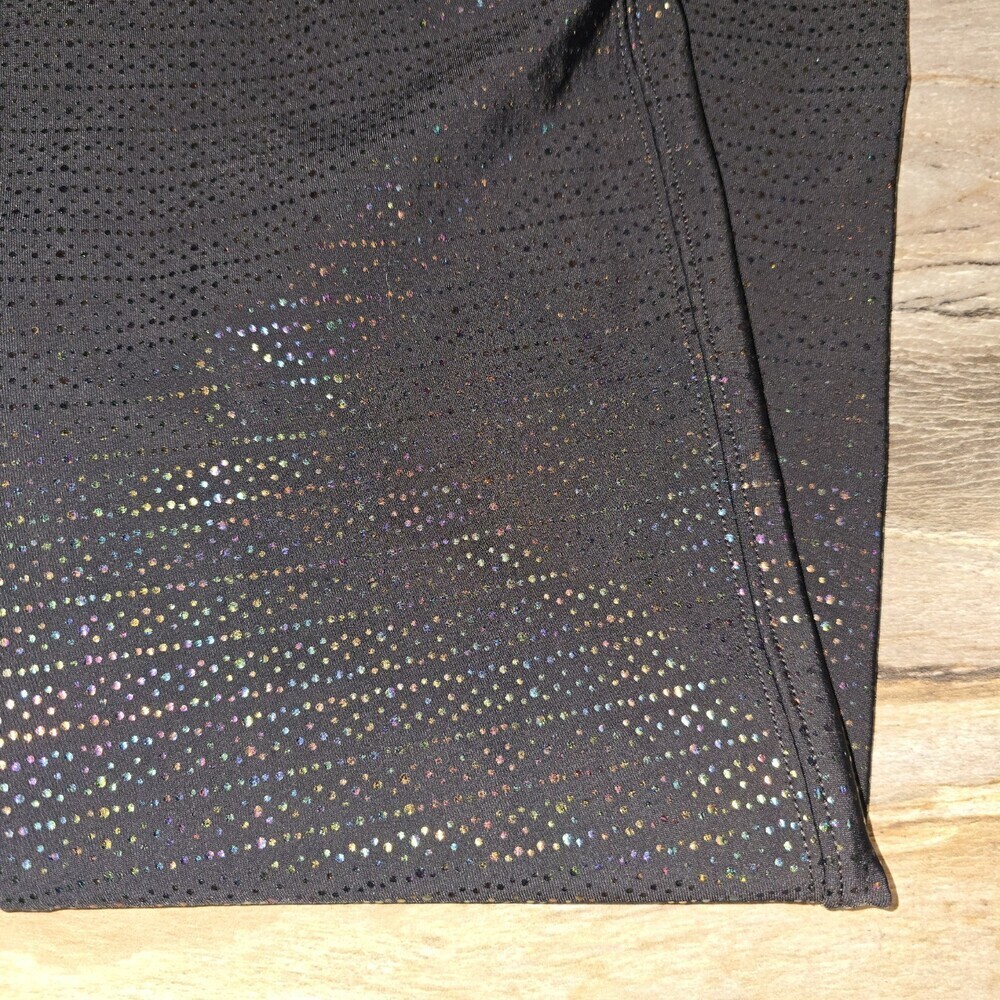 SPANX L Black Holographic Glitter Active Leggings Cropped 7/8 Sparkle Workout - Picture 3 of 8
